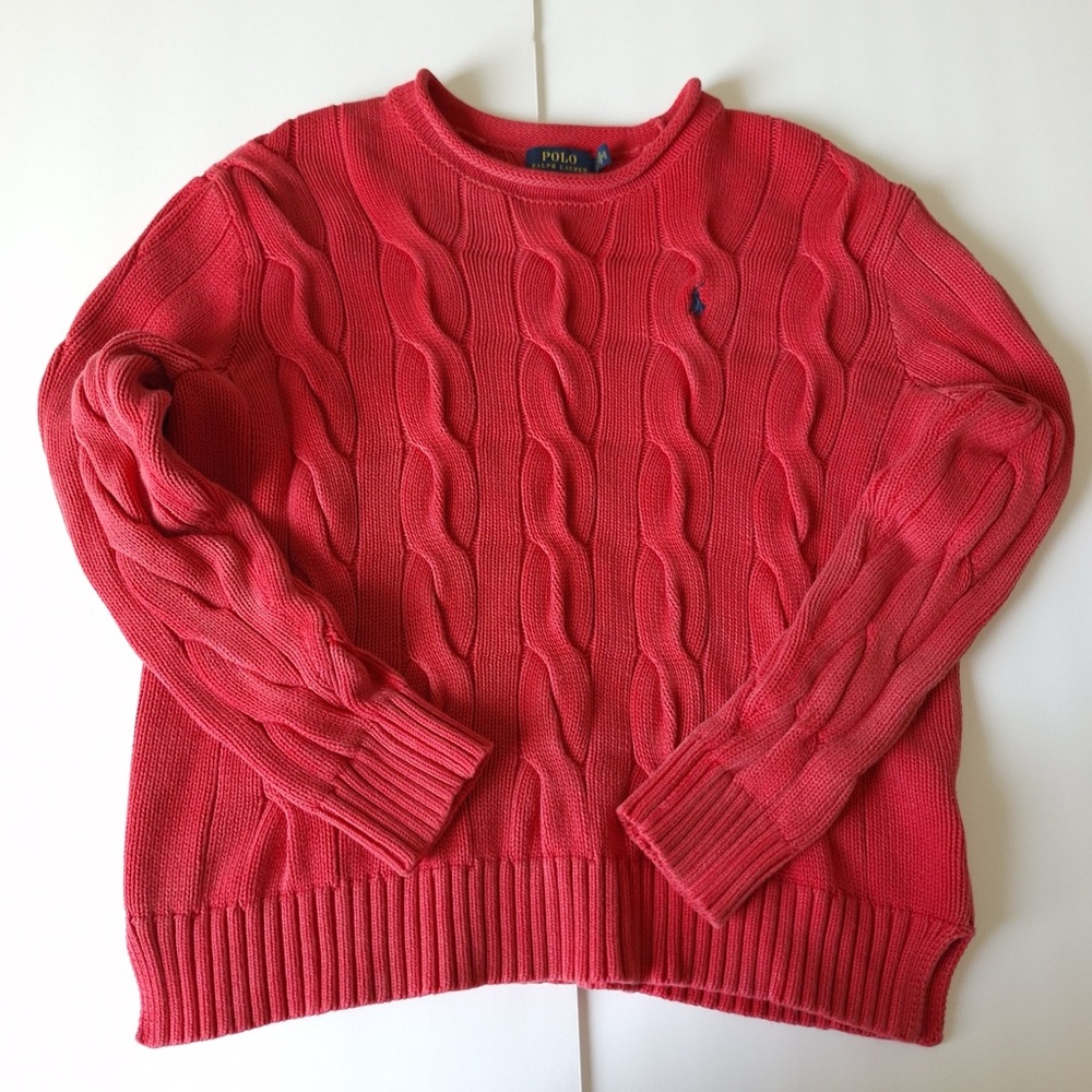 Polo by Ralph Lauren Women's Red Cable Knit Sweater size Small